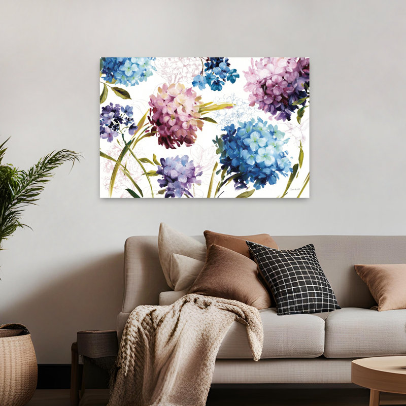 «Spring Nectar I Hydrangea Flower», art mural, H 32 po x l 48 po