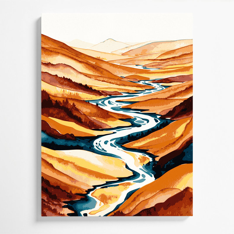 Watercolor Landscape 72 Beige Canvas Wall Art