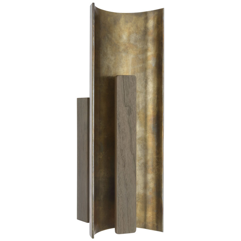 Anne-Marie Barton Remi 18" Sconce, Mottled Brass/Warm Walnut