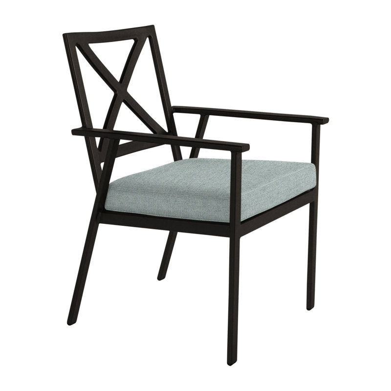 Marin Outdoor Dining Armchair, Carbon Black, Sash Denim