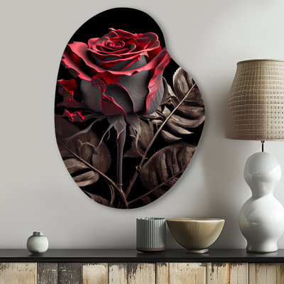 Ozara Blossoming Rose III - Art floral en forme de poire en métal asymétrique