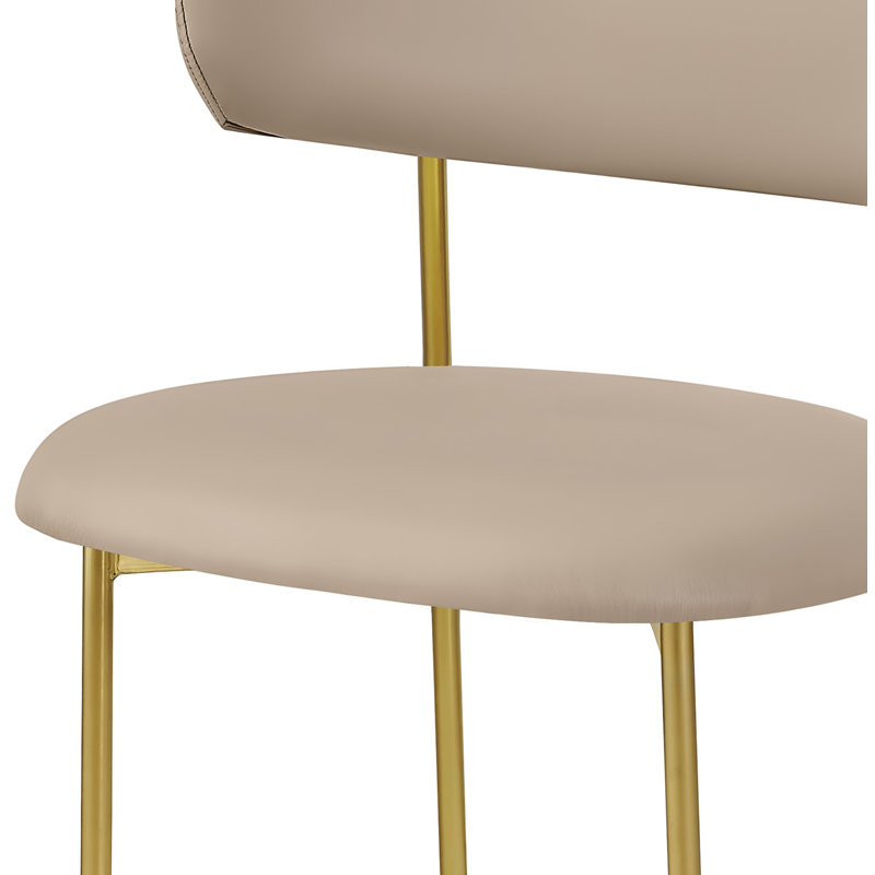 Lupita Upholstered Back Side Chair Dining Chair, Brushed Gold, Taupe Vegan Leather