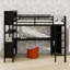 Lit mezzanine en métal avec garde-robe et bureau en L-287134209-287134208