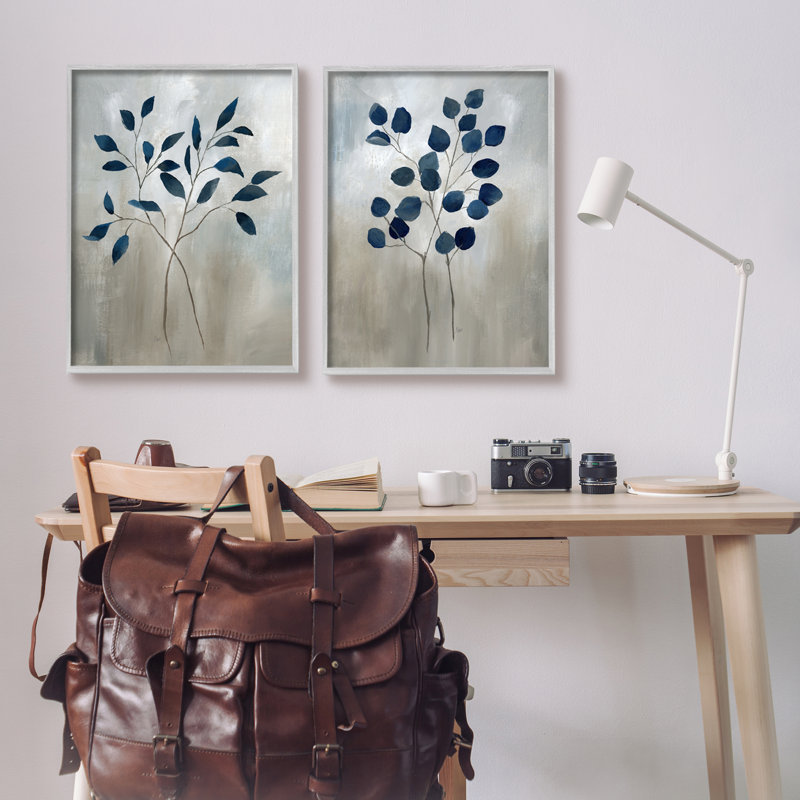 Branches botaniques grises 2 pièces par Nan, H 30 po x l 24 po x P 1,5 po, Estampe numérique Farmhouse
