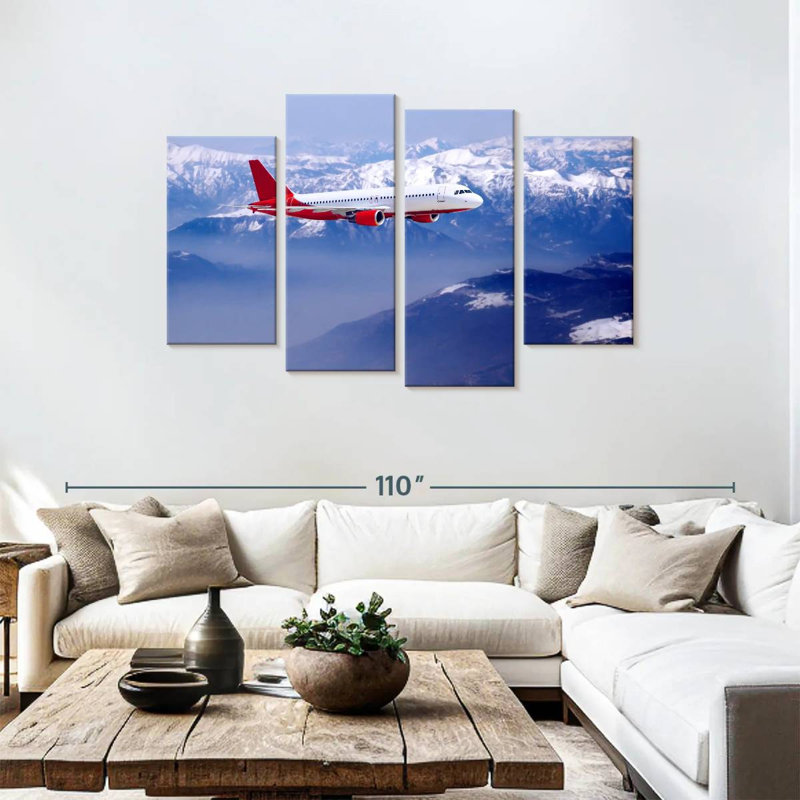 Mehar Airplane Over Snowy Mountain, 48" H x 75" W