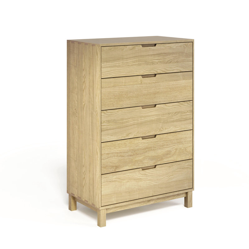 Oslo 5 - Drawer Solid Wood Dresser, Natural Oak