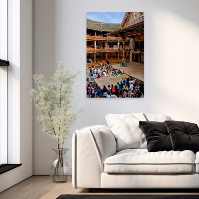 Vue intérieure de William Shakespeare's Globe Theatre with Audience, London, England, UK, architecture contemporaine, art mural