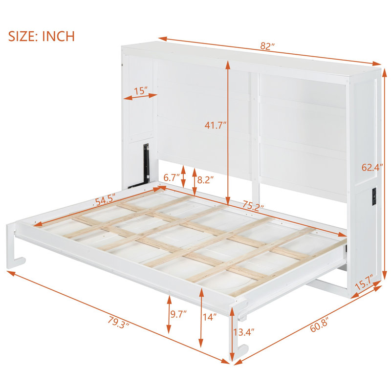 Lit escamotable double pleine grandeur, blanc
