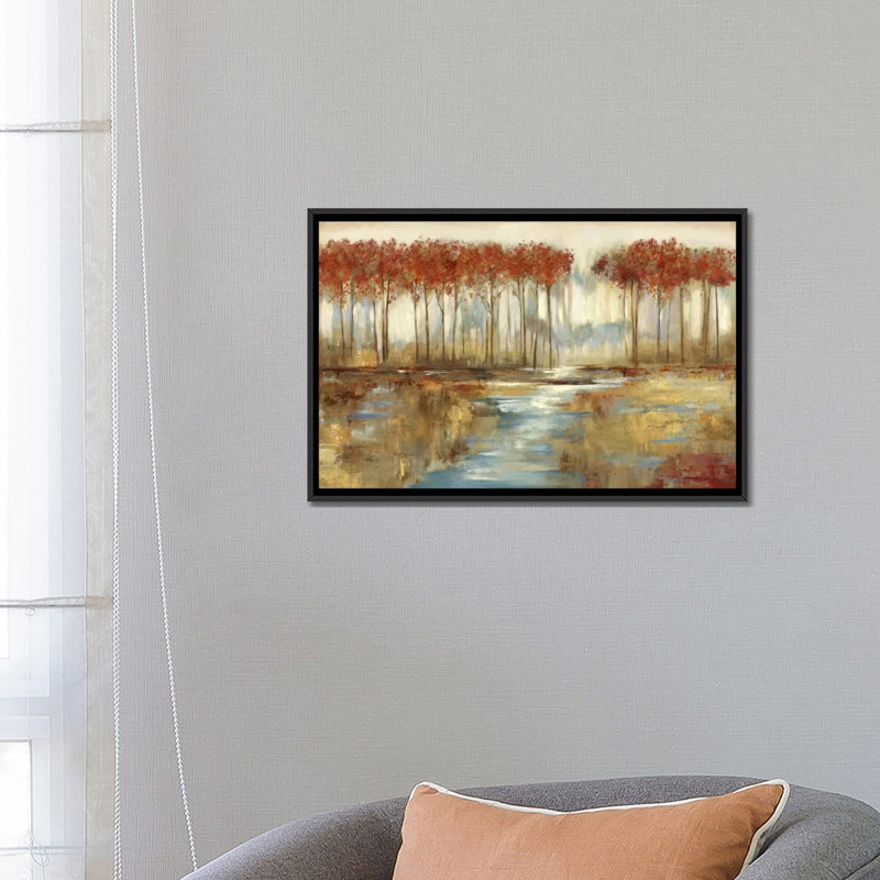 « gracious landscape », impression sur toile, H 18 po x l 26 po x P 1,5 po, Toile avec cadre noir, Pas de tapis