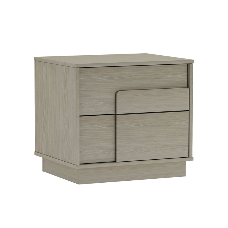 Horizon 22" Modern Nightstand with Easy Snap Assembly and 2 Full Extension Drawers in Whitewashed Oak, Whitewashed Oak