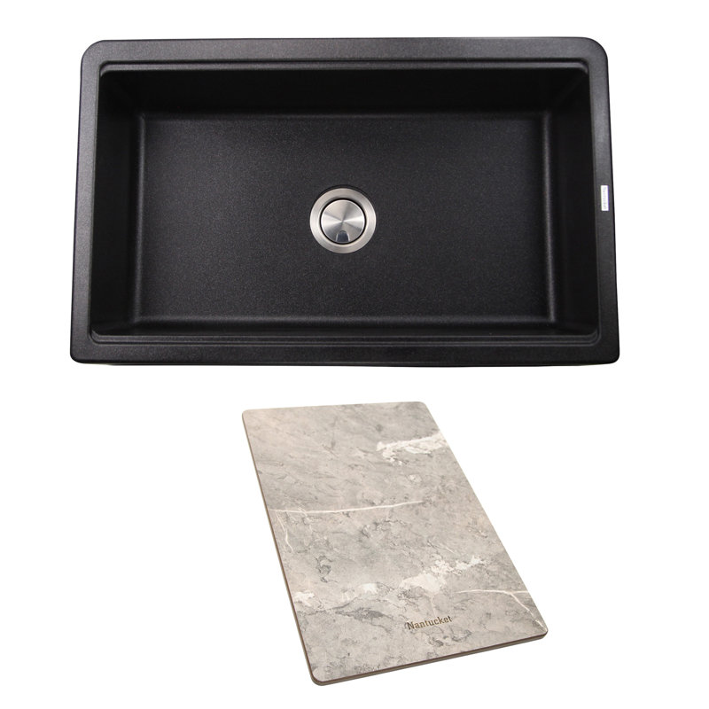 Plymouth 33'' L Single Basin Kitchen Sink, Black