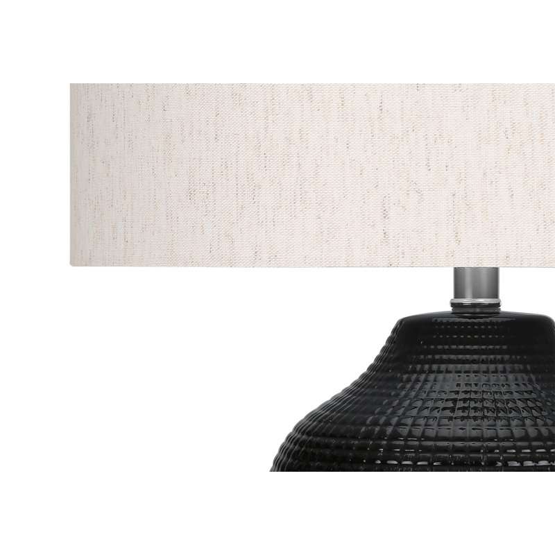 Lighting, H 26 po, lampe de table, céramique noire, abat-jour ivoire / crème, contemporain, Noir