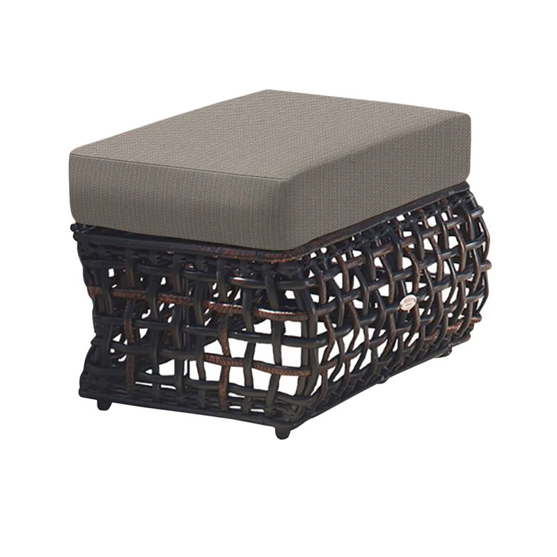 Dynasty Outdoor Ottoman, Black Mushroom, Spectrum Graphite Sunbrella® Plainweave