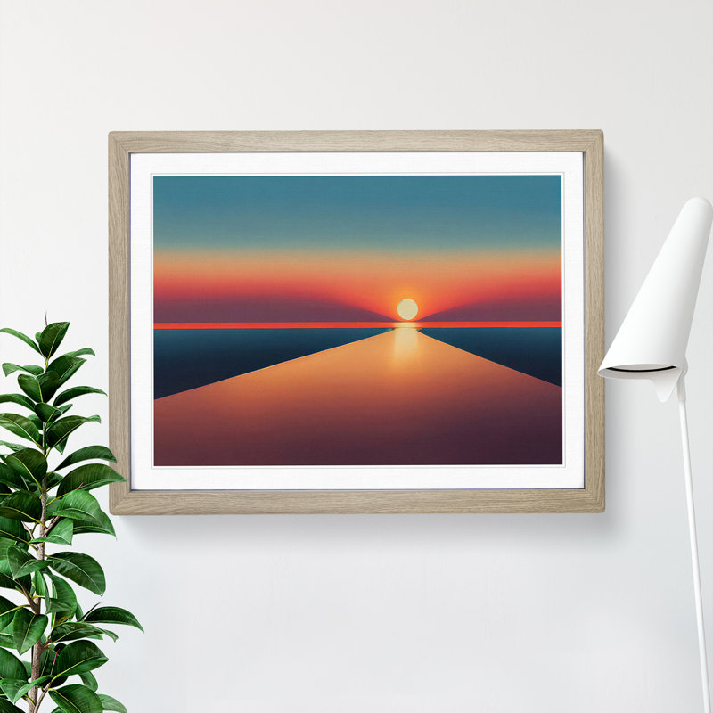 XH1022-6186X Modern Sunset Vol.2 Abstract - Single Picture Frame Print, 46cm H x 64cm W x 2cm D, Oak