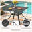 4-Person Patio Dining Set with Square Metal Dining Table and Stackable PVC-coated polyester Armrest Chairs (Black)-1233579000