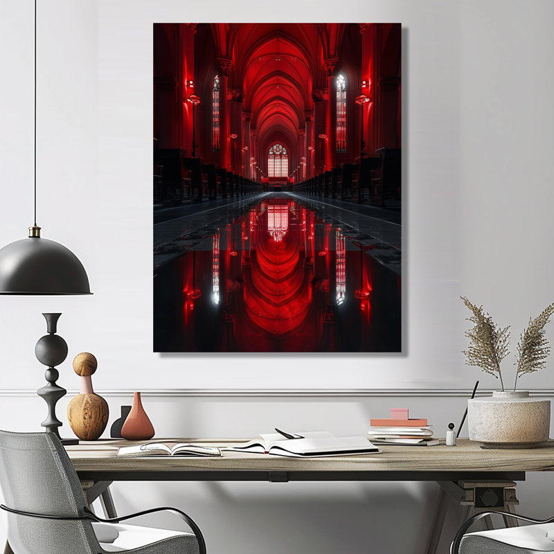 Red Harmonic Haven, H 24 po x l 32 po, Toile tendue