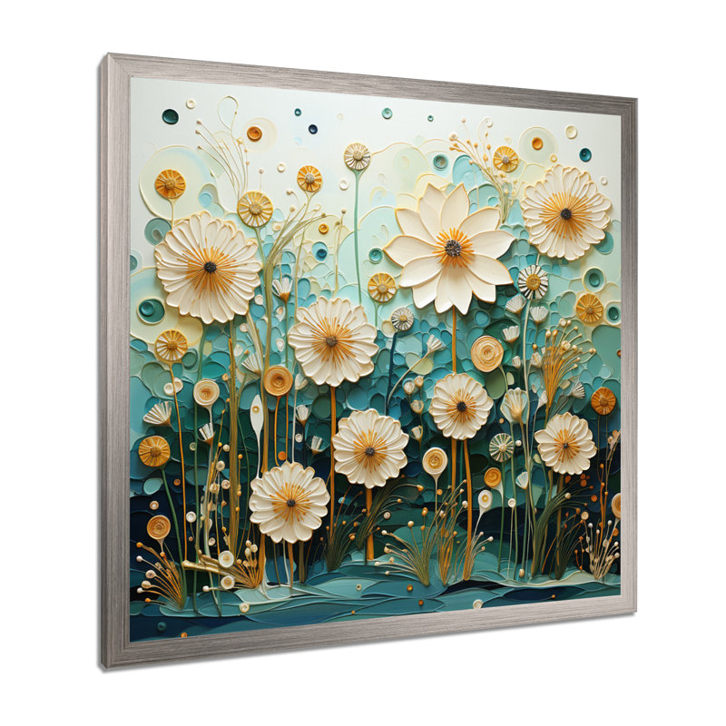 «Green Blue Tranquil Oasis III», reproduction sur toile, H 16 po x l 16 po x P 1 po, Cadre simple argenté