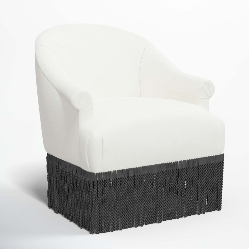 Fauteuil à oreilles Callie, Noir, Lin blanc texturé Zuma