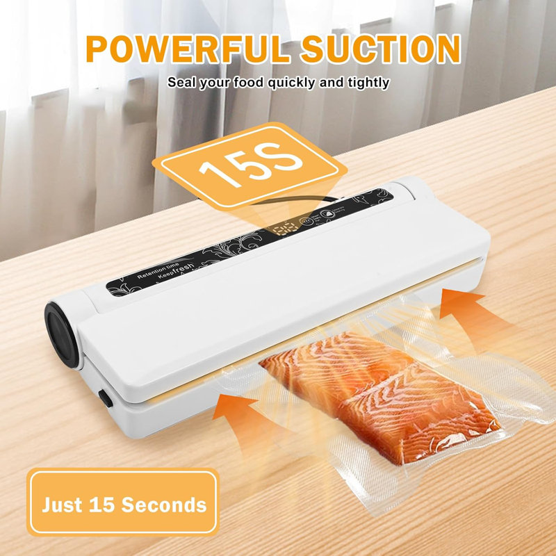 Vacuum Sealer Machine With 20 Bags, 75KPA Strong Suction For Food Preservation, Moist & Dry Modes, Digital Timer, Compact Starter Kit For Sous Vide, Meal Prep, Freezer Storage