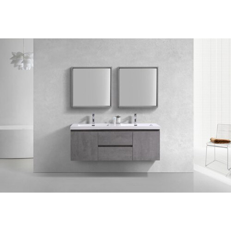Korolevu 59" Wall-Mounted Double Bathroom Vanity Set