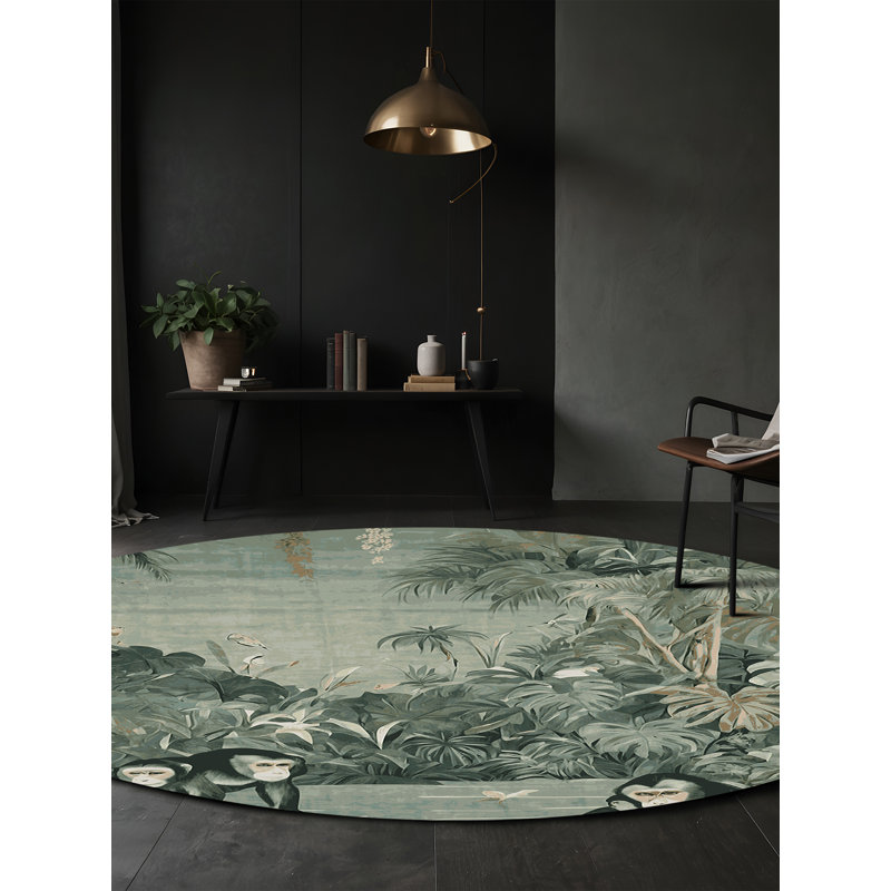 Tapis vert soyeux et moelleux, Rond 3 pi