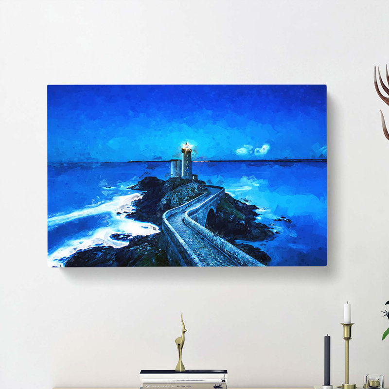 Lighthouse & Seascape In France In Abstract - Wrapped Canvas Print, 40cm H x 60cm W x 3cm D