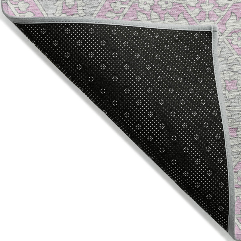 Tapis d'intérieur lavable à motif floral ivoire 5 pi x 8 pi