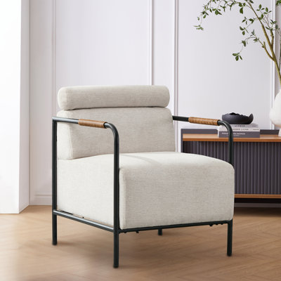 Sinobi Upholstered Accent Armchair with Metal Frame by Ebern Designs