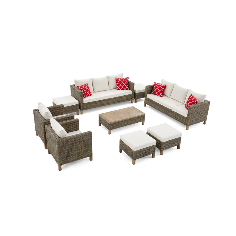Duponta 12 - Person Patio Conversation Set with Cushions, Beige