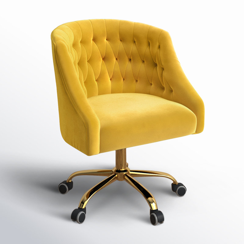 Chaise de travail en velours Doreen, Velours jaune