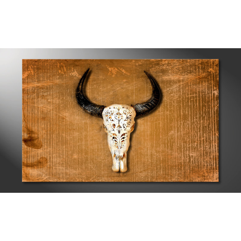 Buffalo Head - Stretched On Wooden Frame Print on Canvas, 80cm H x 100cm W, 100% cotton canvas