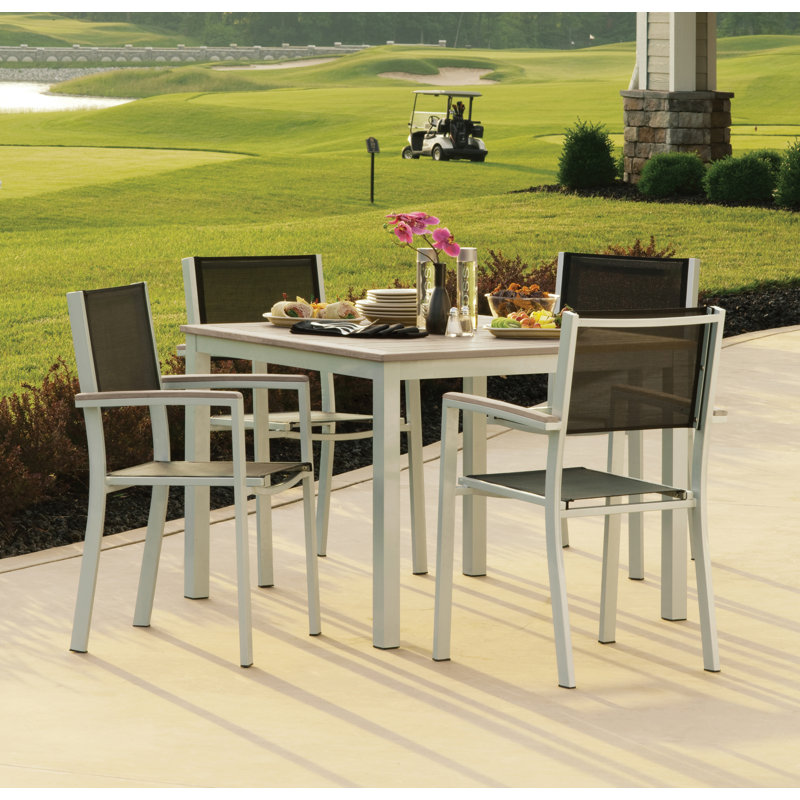 Travira Stacking Patio Arm Chair, Black, Flint, Tekwood vintage