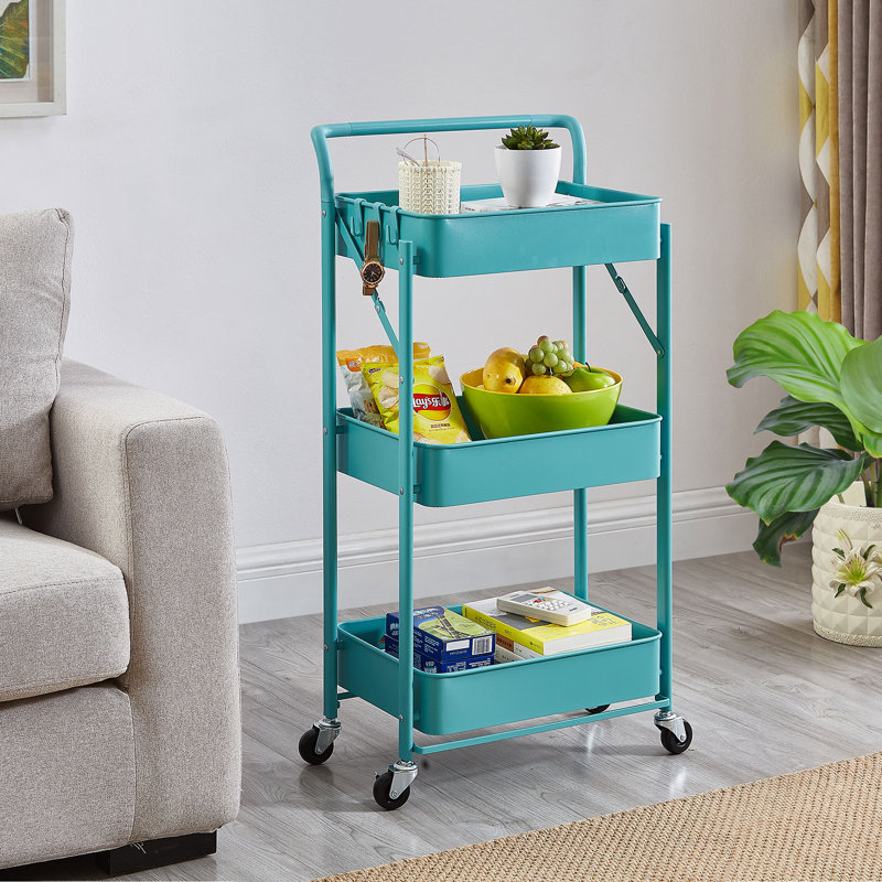 35.2'' H x 17.3'' W Utility Cart with Wheels, Blue