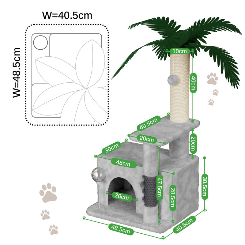 90 cm H Cat Tree / Condo, Light Grey