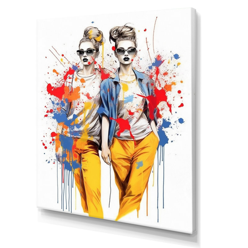 Jumeaux à la mode sur toile, H 32 po x l 16 po x P 1 po, Toile tendue