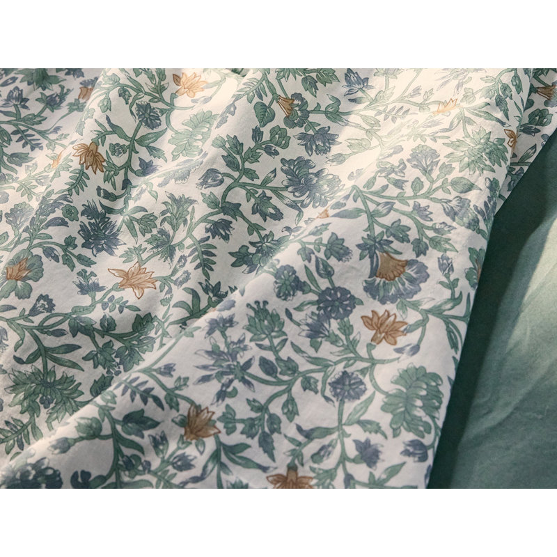 Twin Organic Cotton Botanical Print Duvet Cover