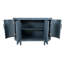 Buffet incurvé moderne de 47,2 pouces, armoire de rangement en bois, console avec 4 portes et tablettes réglables, bleu, pour le salon / la cuisine / le couloir | Idée de cadeau