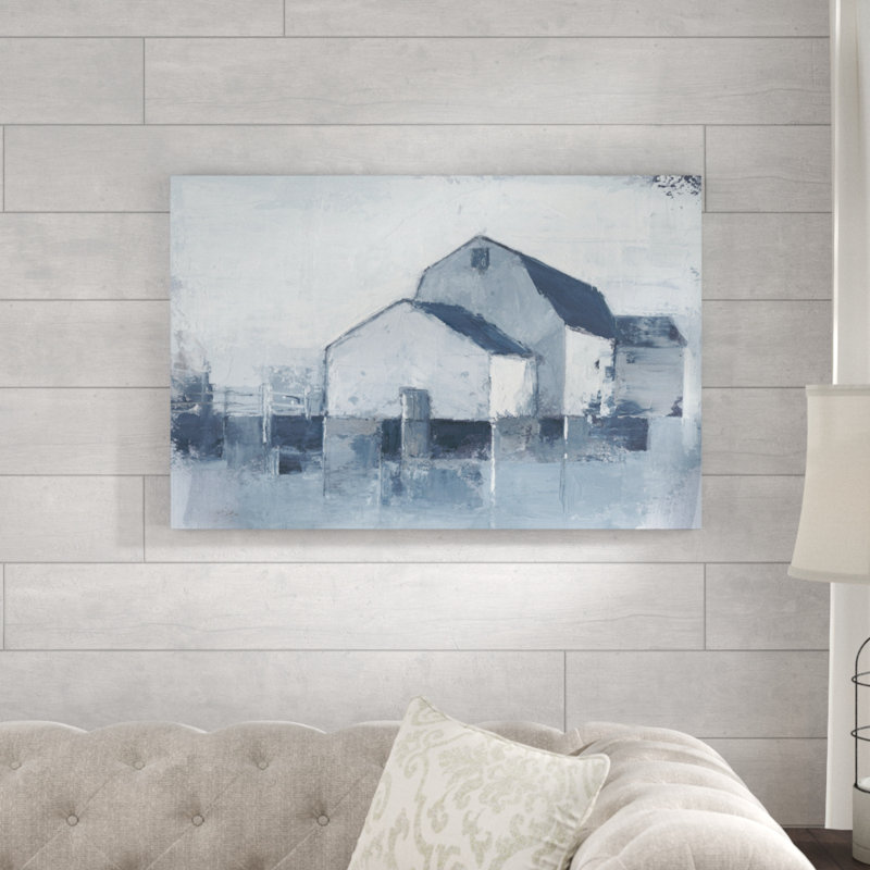 «Indigo Barns II», peinture sur toile, H 24 po x l 36 po