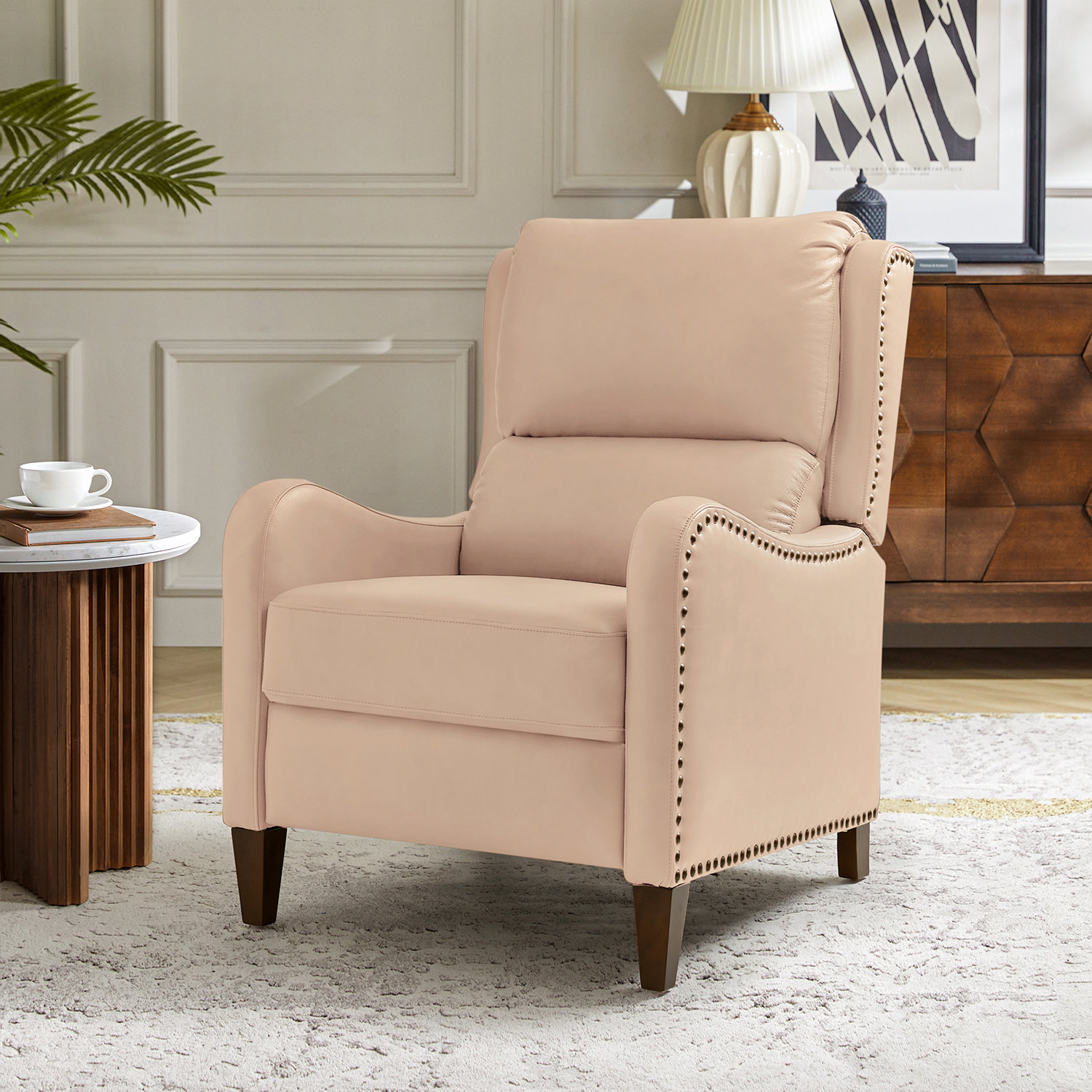 Beecher 29" Genuine Leather Manual Recliner, Pink
