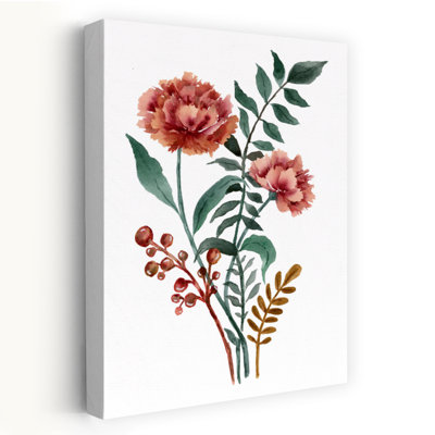 Terracotta Watercolor Blooms Rustic Abstract Autumn Flower Wall Art