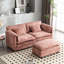 Double avec tissu en chenille, poches latérales amovibles pour l'accoudoir pour le rangement des articles à proximité, éponge à haute densité à l'intérieur, tabouret de couleur rose, capacité de 500 lb, siège en tissu 76,77 x 29,53 x 31,10 pouces-756720544