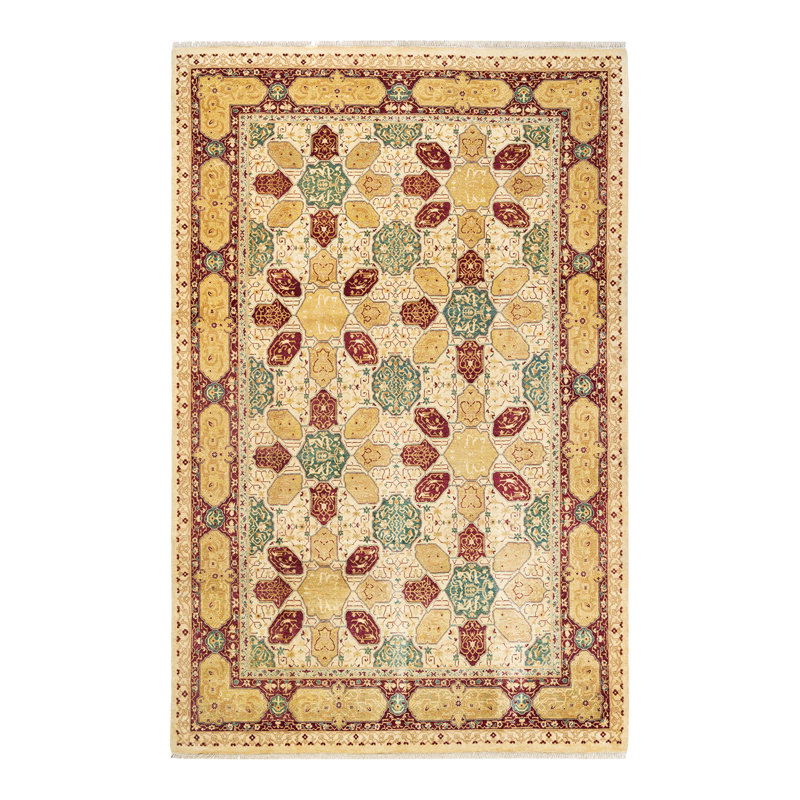 Tapis unique en laine noué à la main 6 pi 1 po x 9 pi 4 po nouvel âge Keenan