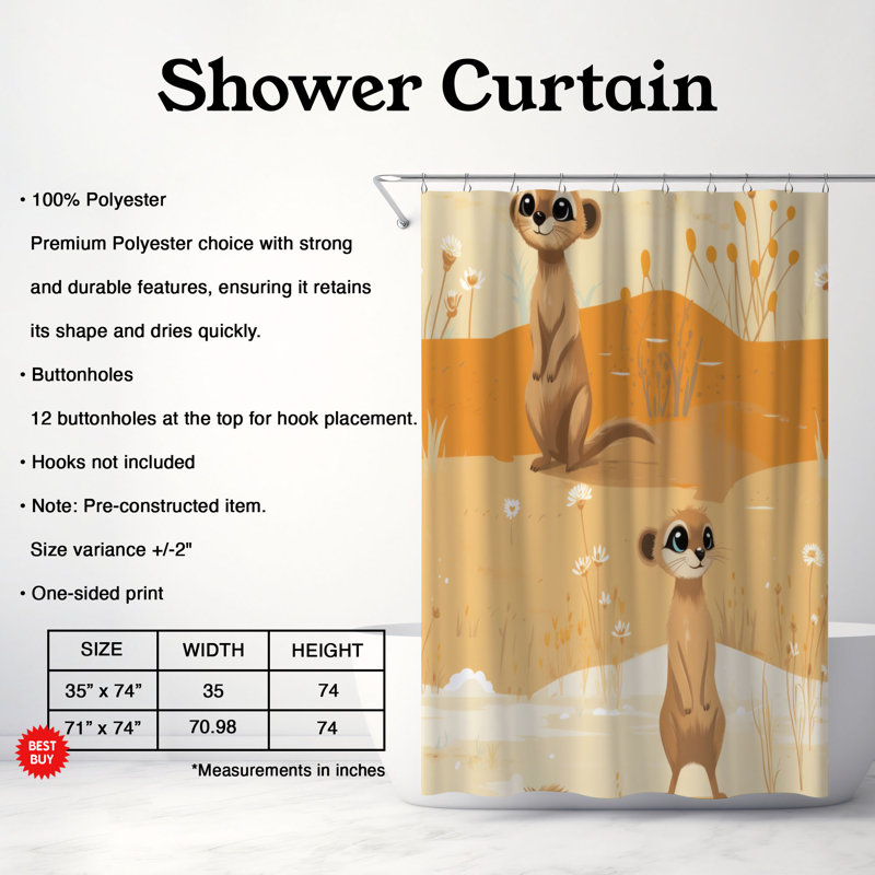 Rideau de douche Mekerat Fun - Premium, L 71 po x L 74 po