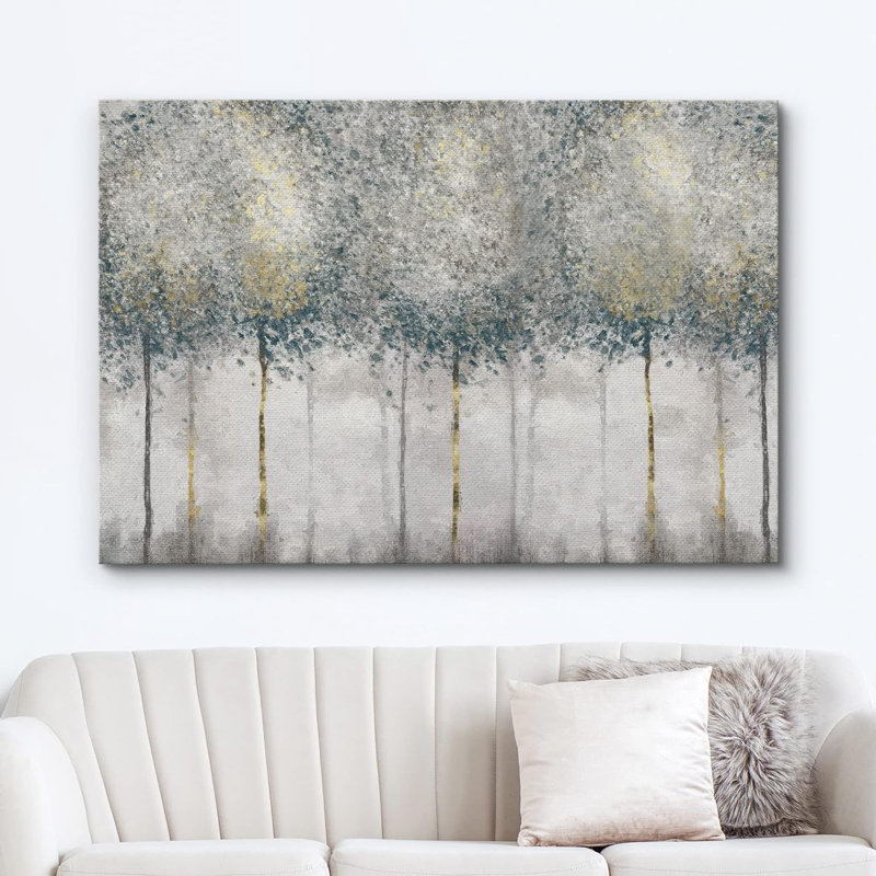 Vert, vert pastel, forêt, arbre, nature, paysage, art moderne, rustique, détente, calme, Toile tendue