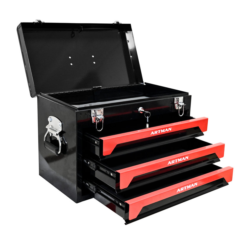 Versatile 3-drawer Steel Tool Box Durable Construction For Garage & Workshop Organization