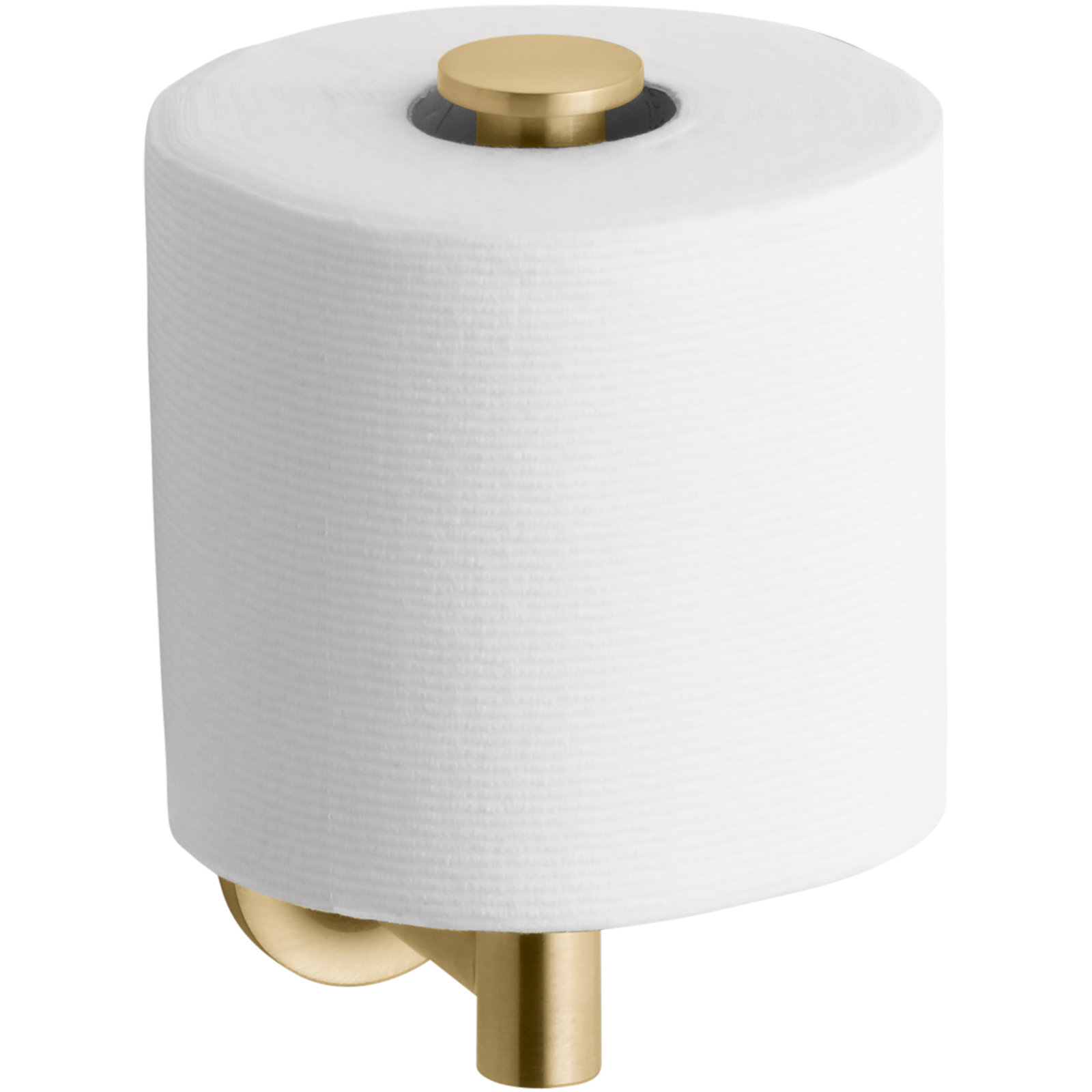 Purist Vertical Toilet Paper Holder, Wall-Mount Bathroom Toilet Paper Holder, Vibrant Moderne Polished Gold