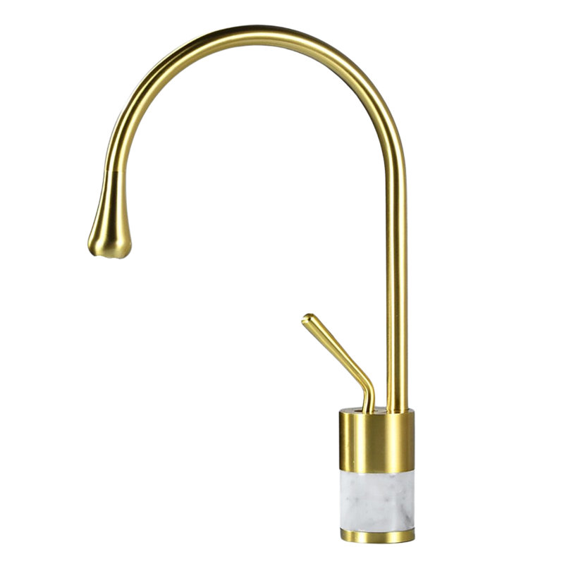 Medium Body Bathroom Basin Faucet With Marble, Gold