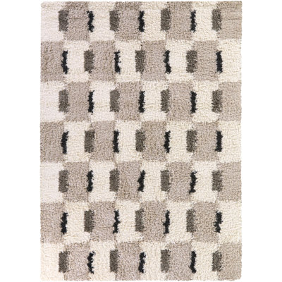 Kelch Taupe Checkered Shag Area Rug