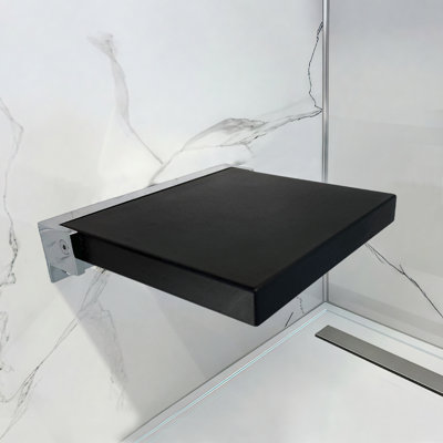 Siège de douche rabattable Preston l 14 po x P 14 po chrome noir et poli
