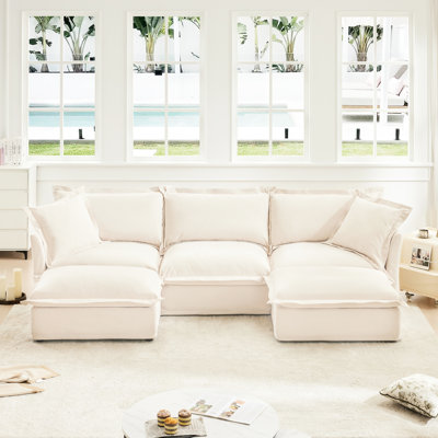 Canapé d'angle en chenille en forme de U, 3 places, siège profond et confortable pour votre salon
